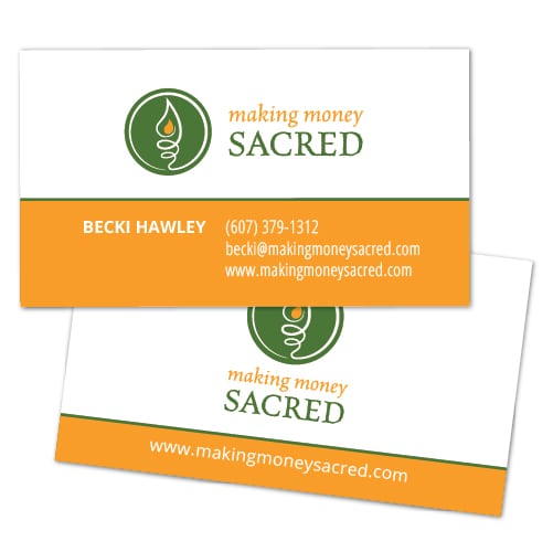 Business Card Design | Making Money Sacred | target market of money education, coaching, efficiency, finance based programs| small money management business located in Ithaca, NY