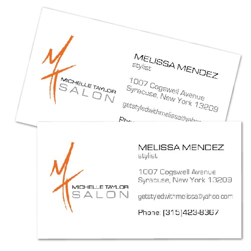 Business Card Design | Michelle Taylor Salon | target market focused on hair and beauty | hair salon located in Syracuse, NY