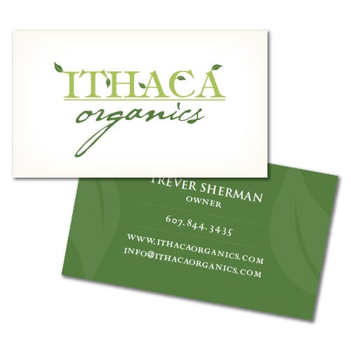 Business Card Design | Ithaca Organics | focused target market of CSA, food, produce, and farm share | organic business located in Ithaca, NY