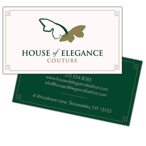 Business Card Design | House of Elegance Couture | target market of womens fashion design and merchandise | boutique located in Skenateles, NY