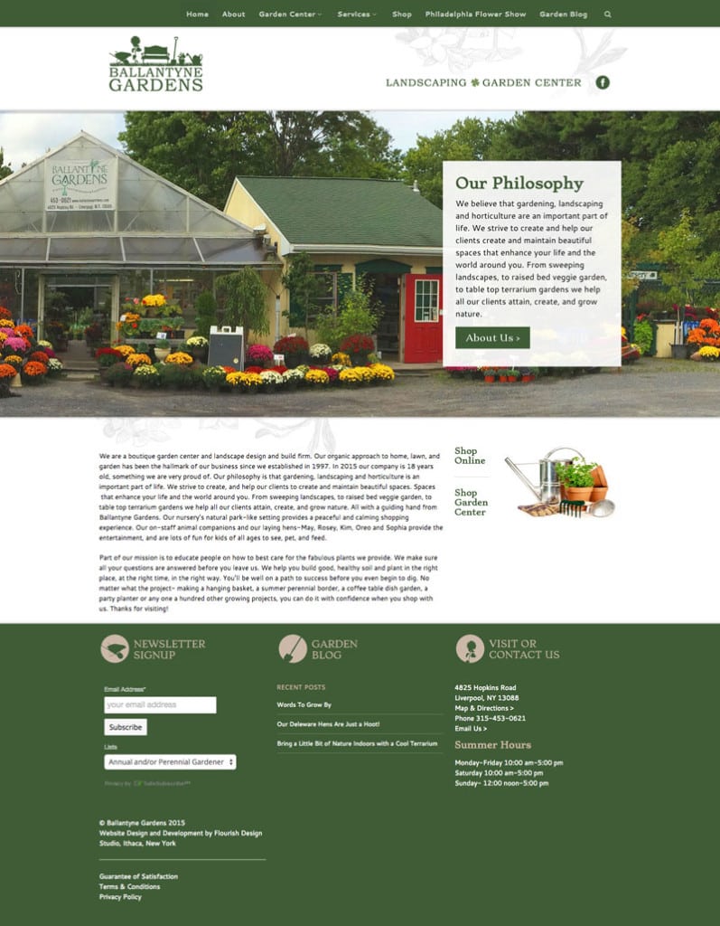 Website Design | Ballantyne Gardens | focused target market on gardening and landscaping | business located in Liverpool, NY