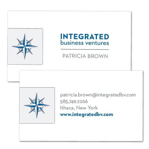 Business Card Design | Integrated Business Ventures | target market focused on buying or selling businesses | company located in Ithaca, NY
