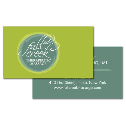 Business Card Design | Fall Creek Therapeutic Massage| target market focused on men, women, and massage services | therapeutic massage located in Ithaca, NY