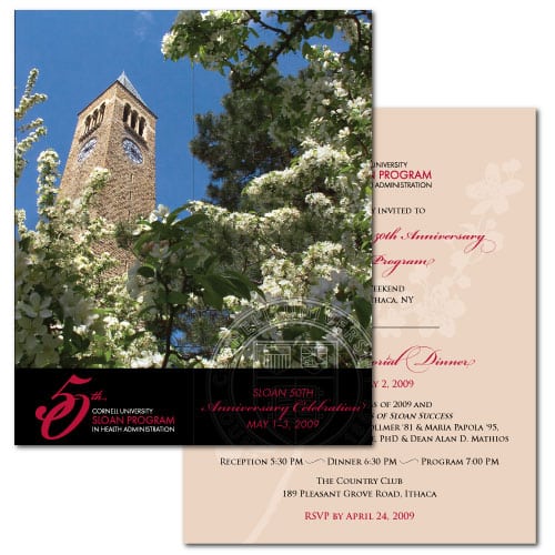 Event Invitation Design | Cornell University Sloan Program | focused target market of events and anniversary celebrations| event located in Ithaca, NY