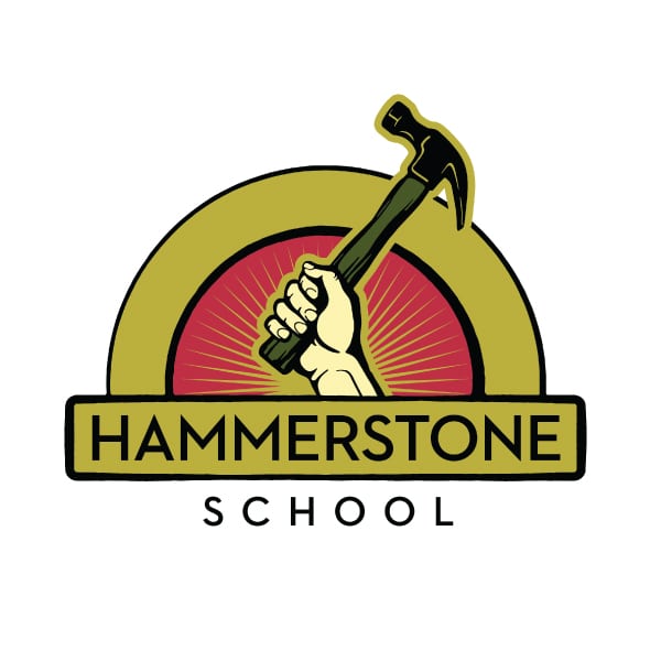 Education Logo Design | Hammerstone School |focused target audience of women, empowerment, skill building, trades learning, handcraft, carprentry school, operating self sufficently | school located in Trumansburg, NY