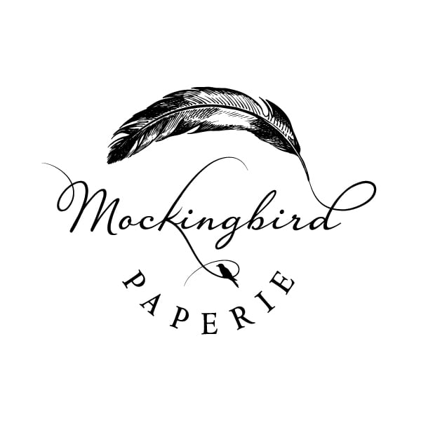 Boutique Logo Design | Mockingbird Paperie |focused target market of weddings, unique gifts, letterpress cards, social stationery, fine paper, and writing tools | stationery boutique located downtown on the Ithaca Commons, Ithaca, NY