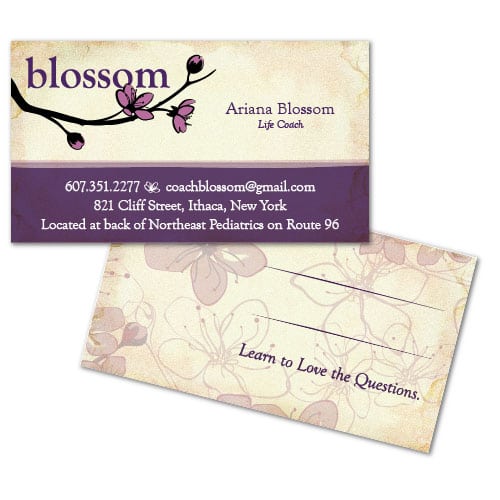 Business Card Design | Blossom| target market focused on life coaching and strategies | life coach located in Ithaca, NY