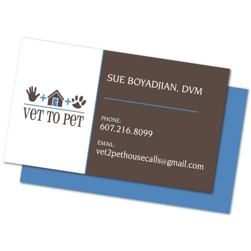 Business card Design | Vet to Pet | target market focused on veterinary care, house calls and pets | veterinary care located in Ithaca, NY