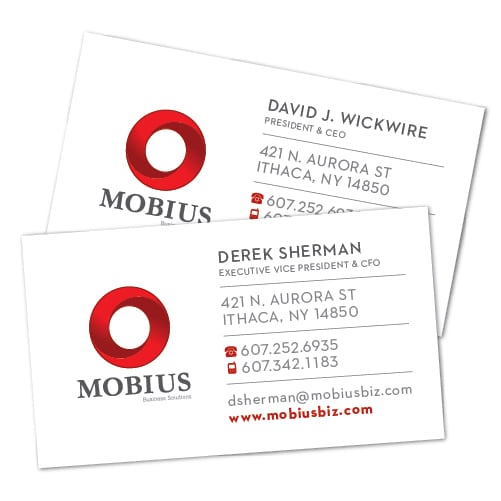 Business Card Design | Mobius Business Solutions | target market focused on businesses, logistics, and management consulting | business located in Ithaca, NY