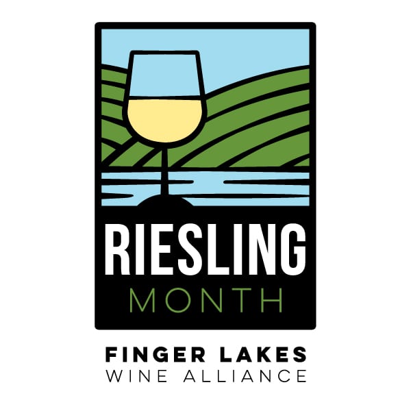 Not For Profit Logo Design| Riesling Month| Finger Lakes Wine Alliance | target market focus on Finger Lakes Wineries, wine tasting, wine makers, grape growers, wine trails, non- wine trails, and workshops |not for profit located in Geneva, NY